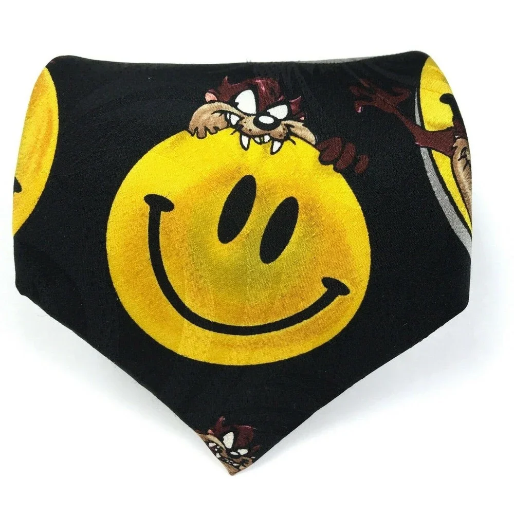 Looney Tunes 1996 Tasmanian Tie Devil Taz Smiley Face Vintage Mens Necktie